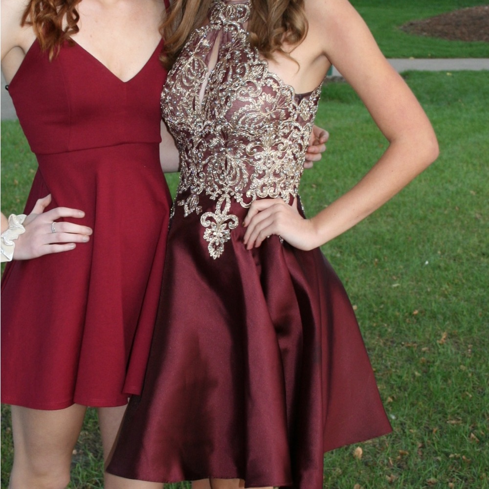 Camille La Vie | Maroon and Gold Homecoming/ Formal Dress